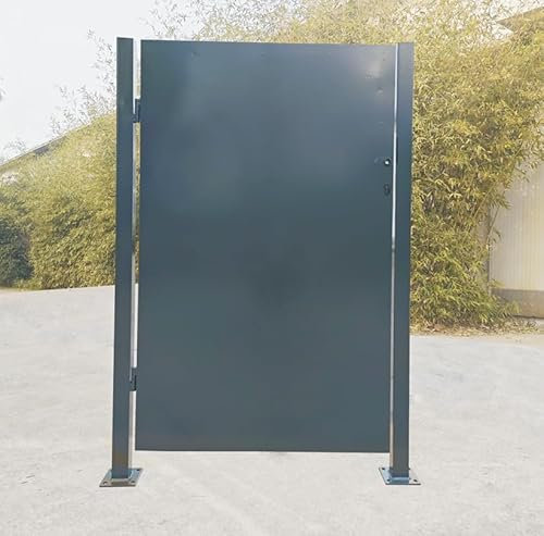 Garden Metal Gate, Metal 1.2 mm Double Rod Mats, Anthracite, with Posts, Wing Gates, 032064-2SP, W 100 cm, H 180 cm, 24 kg