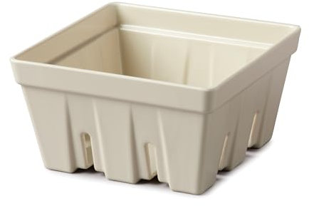 Zeal Fridge Storage Box for Fruits and Berries, Melamine Kitchen Storage Container – Wash and Serve Berry Colander Box, 12cm (Cream)
