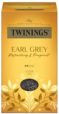 Twinings EARL GREY Schwarzer Tee lose in der Tee-Dose verfeinert mit Bergamotte-Aroma - weltbekannt & ausgesprochen erfrischender Schwarztee aus China (200g)
