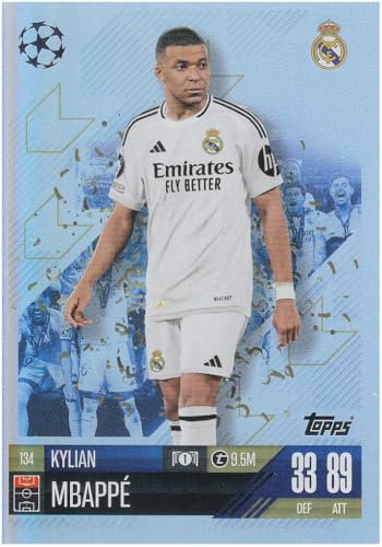 Kylian Mbappé Stürmer Madrid t9.5M Topps Glitzer Fußball Sammelkarte 134