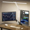 SKYLEO Schreibtischlampe LED, Doppelkopf-lampe mit Fernsteuerung klemmbar, 2400 LM, 24W,5 Farbtemperaturmodi,Zeiteinstellung & Merken, Leicht zu installieren - Für Büro, Lesen -Weiß