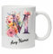 Personalised Mug Cup Watercolour Beautiful Floral Initial Name Tea Coffee Boxed Gift Christmas Gifts for Her Drinkware Ceramic (Letter M)