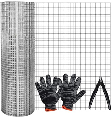 ACEBON 40cm X 6M Rete Metallica Recinzione Saldata Zincata Maglia Rete Recinzione Elettrosaldata Zincata Quadrata 6.0 mm Recinzione Elettrosaldata Spessore Giardino recinzioni recinzione 