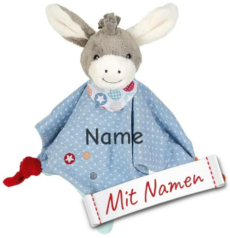 Sterntaler Kuscheltuch/Schmusetuch mit Namen Bestickt, Einschlafhilfe Schnuffeltuch Baby & Kinder personalisiert (Modell 1)
