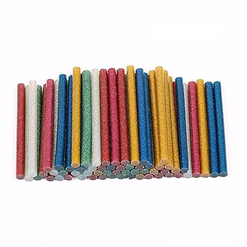 NUOBESTY 100pcs Thin Hot Glue Sticks Glitter Melt Glue Sticks for DIY Home Decor Office Party Craft Projects Random Color