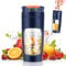 600 ML Blender portable, Mixeur portable pour smoothie, 20000 TR/min Puissant Mixeur Smoothie avec 4 Lames, Mini Mixeur avec Couvercle de Voyage pour Cuisine, Salle de Sport, Bureau (Bleu)