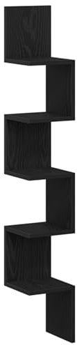 vidaXL Eckregal aus schwarzer Eiche für Wohnzimmer & Schlafzimmer | 5 Wandmontage Design Stilvolles platzsparendes Regal Einfache Montage mit enthaltenem Montagematerial