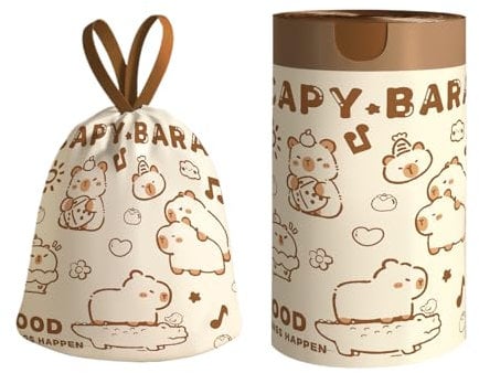 Rrlihjgu Sacs Poubelle de Cuisine Grand Format | Sacs à Ordures Professionnels Capybara pour Restaurants,Résistant aux Déchirures Épais Anti-fuites Contrôle des Odeurs Anti-perforation avec Cordon