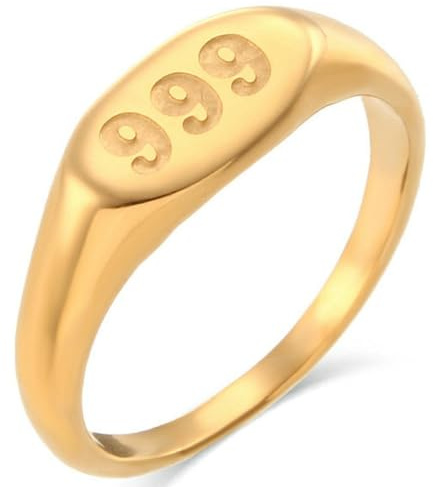 Jpltlvy 18 Karat vergoldeter minimalistischer Ring aus Edelstahl mit ovaler Zahl 333 Design Trendiger täglicher Schmuck für Frauen Geschenk