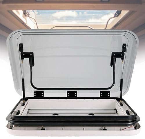Giuggiolared Dachfenster Dachhaube Vent, Dachluke für Wohnwagen Wohnmobil Camper mit LED-Licht, Dachstärke 25-60 mm, Dachfenster Wohnwagenfenster für Campervan Ausbau Van Fenster Camping,500 * 500mm