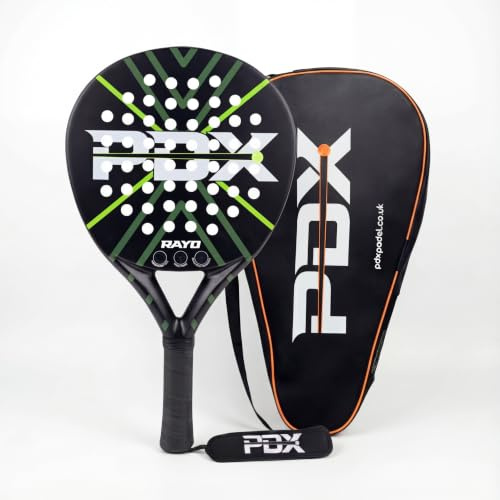 PDX Rayo Padel Racket for Adults | Lightweight Carbon & Fibreglass Racket for Men & Women | Built for Control, Comfort & Power | Ideal for Indoor & Outdoor Play | Includes a Free Carry Case