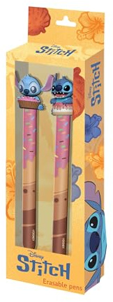 Disney Lilo und Stitch Mix-Set mit 2 Radierbaren Gelstiften, Gelb, 9,5 x 23 cm