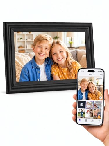 10,1 Zoll Smart WiFi Digitaler Bilderrahmen mit 16 GB Speicher, 1280 x 800 IPS-Touchscreen, automatische Rotation, Wandmontage, HD-Bilderrahmen zum Teilen