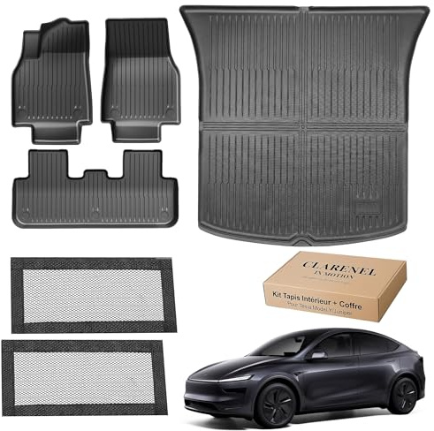 Tesla Model Y Juniper 2025–2026 TPE Fußmatten-Set (Standard Long Range Performance) Komplettset vorn + hinten + Kofferraum – 3D-Ränder, rutschfest, geruchsneutral Inkl. 2 Lüftungsgitter unter dem Sitz