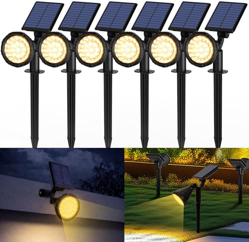 Solpex Solarlampen für Außen, 6 Stück 25 LEDs Solarleuchten für Außen | IP65 Wasserdicht Solar Gartenleuchten für Außen, 3 Helligkeit Solar Strahler Aussen für Garten, Weg, Terrasse (Warmweiß)