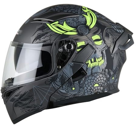 Motorrad Klapphelm ECEDOT Zertifiziert Motorradhelm Für Herren Damen Integralhelm Motorrad Helm Doppelvisier Sturzhelm Modular Helm Flip Vollvisierhelm Roller Moped Helm Q,XXL:63-64CM