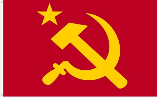 BANDIERA COMUNISTA. HOZ E MARTELLO GRANDE. Qualità RASO PREMIUM MISURA GRANDE 150X90 CM