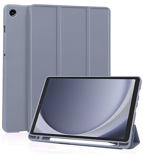 Techsuit für Samsung Galaxy Tab A11 und A9 Hülle mit Stifthalter, Dreifach Ständer, Schlankes Design, Anti Fingerabdruck, Präzise Aussparungen, Flex Trifold Series, Lila