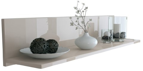 Vladon Wandregal Skadu, Made in Germany, Schweberegal mit praktischer Ablage, Sandgrau Hochglanz (97,5 x 18,5 x 18,5 cm)