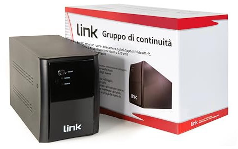 LINK LKUPS1000 gruppo di continuità 1200VA/720Watt custodia in metallo con 4 prese IEC C13 e cavo alimentazione spina italiana dimensioni compatte 39x19,5x28 cm per protezione dispositivi elettronici