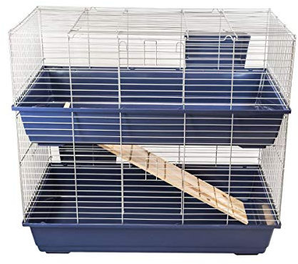 KCT Double Level 100cm Indoor Cage Pet Animal Rabbit Guinea Pig Hutch - Dark Blue