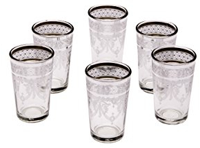 Marrakesch Lot de 6 Verres à thé café coloré marocain triés en Six Blanc | Verre de thé Turc en Style Oriental | 6 Photophore en Verre comme décoration Marocaine dans Votre Chambre ou Maison