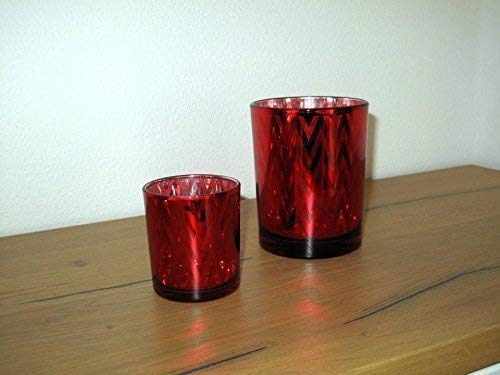 KMI Windlicht 2er Set ausgefallenes Design in 2 Größen Rot
