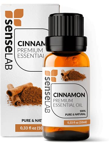 SenseLAB Aceite Esencial de Canela - Aceite de Canela Natural 100% Puro de Grado Terapéutico para Difusor de Aromaterapia y Humidificador - Protección en Exteriores - Vaporice para Subir el Ánimo 10ml