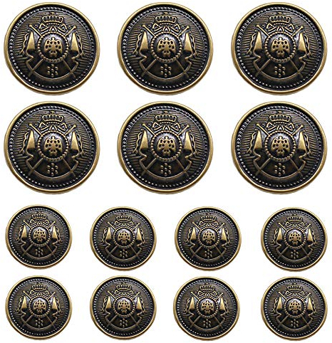 ByaHoGa 14 Stück bronzefarbene Kunststoff Knöpfe 20mm 15mm Metallknöpfe für anzüge jacken mäntel uniform (MB20170)