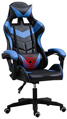 Bseack Sedia per Computer Multifunzione Corsa Gaming Chair Incorporato Cuscino in Lattice Ergonomia Alto Back Office Desk Sedia Regolabile in Altezza con Supporto Lombare e poggiatesta Massaggio