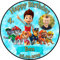 sales-world24 Tortenaufleger Fototorte Tortenbild Kindergeburtstag Paw Patrol PP02 (Zuckerpapier) Rund 20 cm Ø mit Banner & Foto Türkis