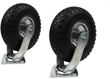 2 x PU-Sackkarrenrad/Lenkrolle, ø=260mm, Tragkraft 130kg, Achs-ø 20mm, Pannensicher, Metallfelge, 2 Kugellager, Hersteller HKB