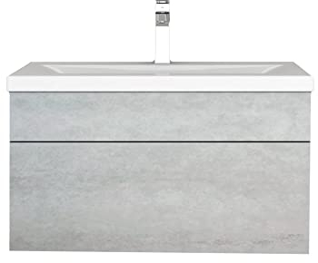 Home Deluxe - Badmöbel-Set - WANGEROOGE Grau - Small - inkl. Waschbecken und komplettem Zubehör - Breite Waschbecken: 60 cm | Badezimmermöbel Waschtisch Badmöbelset