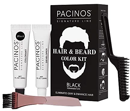 Pacinos Hair & Beard Color Kit (Black) Hair Color For Men, Eliminates