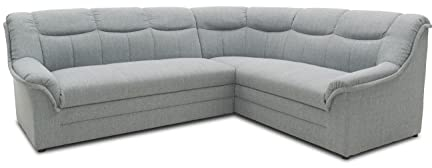 DOMO. collection Ecksofa Berlin, zeitlose Eckcouch mit hochwertiger Federkern-Polsterung, Sofa in L-Form, Couch 205 x 250 x 89 cm, silber