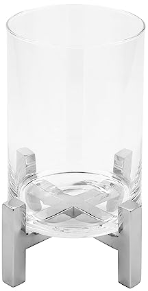 Fink YONO, Windlicht mit Glas, Edelstahl, poliert, Glas, glatt, silberfarben, L. 15 cm, B. 15 cm, H. 23 cm, D. 12,3 cm [SP]
