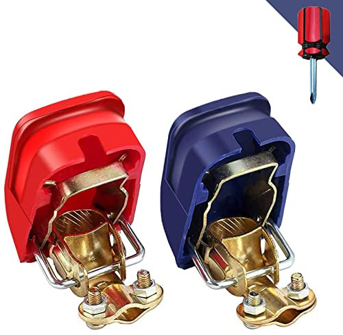 Clip per batteria a sgancio rapido per batteria per auto Rosso (+) e blu (-) Connettore per morsetto per clip per batteria per batteria 12V/12V Auto Moto Barche(2 paia)