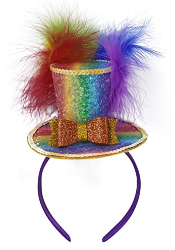 iEFiEL Minizylinder Haarreifen Mini Hut Party Masquerade Karneval Weihnachten Cosplay Haarschmuck Dekoration Gelb One Size
