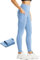 Comallan Damen Winter Thermo Leggings, Wasserdicht Lauf Sport Tights Laufhose Wanderhosen Training Hose Mit Fleece gefüttert und Taschen, Dunstblau XL