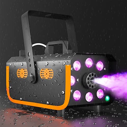 Machine à fumée étanche, HAKUTA 500W machine à fumée pour piscine avec 2300 CFM de sortie de fumée et 2 télécommandes, 8 lumières LED avec fondu, flash, lisse et effet stroboscopique