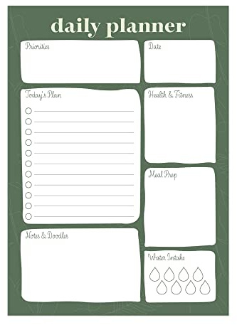 Magnetic To Do List, Daily Planner and Organiser for Fridge, Whiteboard or Office – Get Organised, Reduce Stress, Daily Schedule or Shopping List with Daily Planner Design