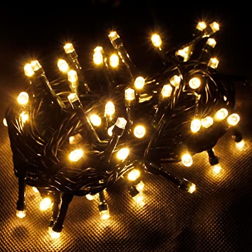 80'er Lichterkette LED's für Innen und Außen warmweiß Kabelfarbe Dunkelgrün Weihnachtsbeleuchtung