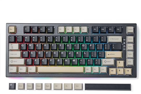 YUNZII YZ75 75% Hot Swappable Wireless Gaming Mechanische Tastatur, RGB-Hintergrundbeleuchtung, BT5.0/2.4G/USB-C, Double Shot PBT Tastenkappen für Linux/Win/Mac (Gateron G Pro Brown, Schwarz)