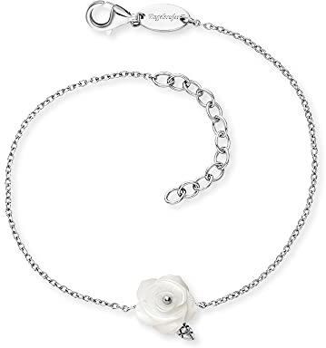 Engelsrufer Damen Armband Rose Garden aus Sterling Silber mit Rose aus Perlmutt - Karabinerverschluss - längenverstellbar- nickelfrei