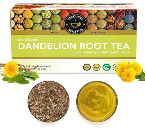 TEACURRY Dandelion Root Tea (30 Tea Bags 1 Month Pack) - Helps to detox body and liver - Indian Herbal Tea