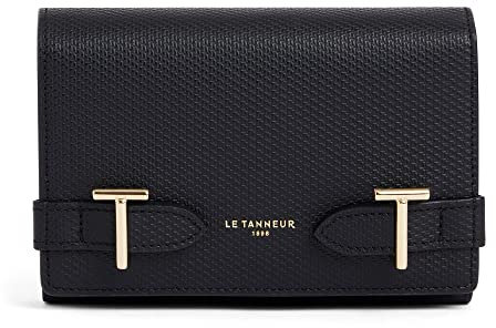 Le Tanneur, Portefeuille, Porte Cartes, en Cuir Signature t, Emilie, Femme, 4 Poches Plates, 10 Compartiments Cartes, Poche zippée, 2 Soufflets, Poche Plate arrière, Anti RFID, Fermoir Pression