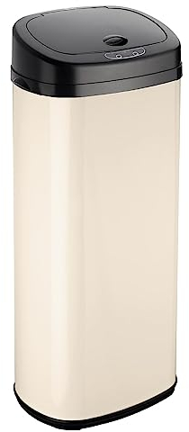 Dihl 50 Litre Cream Motion Sensor Bin with Stylish Black Lid – Modern, Touchless, Convenient and Hygienic Waste Management Solution for Kitchen, Office, Home, Bedroom