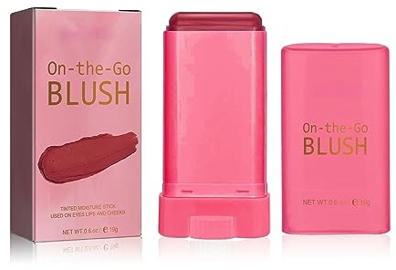 Lovelycat Make-up Puder Rouge Stick langanhaltendes natürliches Nude Make-up farbiger Feuchtigkeitsstift Schattenlippen wasserdichtes Creme Make-up für Wangen anwendbar auf alle Hauttypen (red)