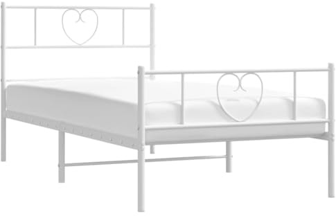 vidaXL Bettgestell mit Kopf- und Fußteil Metall Weiß 75x190 cm