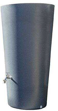 Regentonne grau Regenwassertank Rainbowl Flower 150 Liter aus UV- und witterungsbeständigem Material. Regenwassertonne mit integrierter Pflanzschale und hochwertigen Messinggewinde